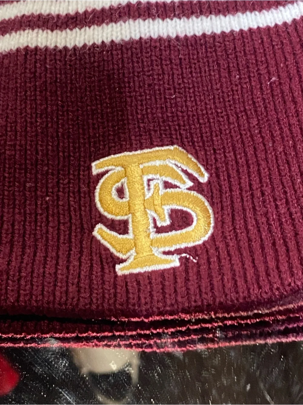 Kids Maroon Knit Beanie with Gold Embroidered Logos FSU